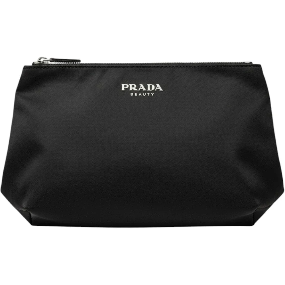 Prada Beauty Black Nylon Cosmetic Makeup Bag Zipper Pouch Luxury Travel Case